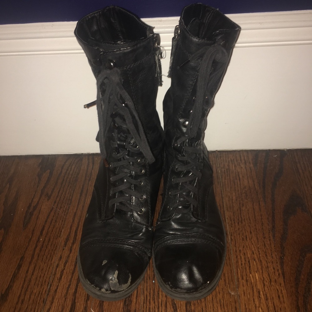 Faded Black Combat Boots